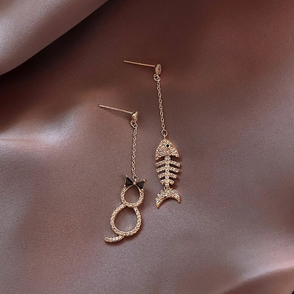 cat &fish earring - Picture 3 of 4